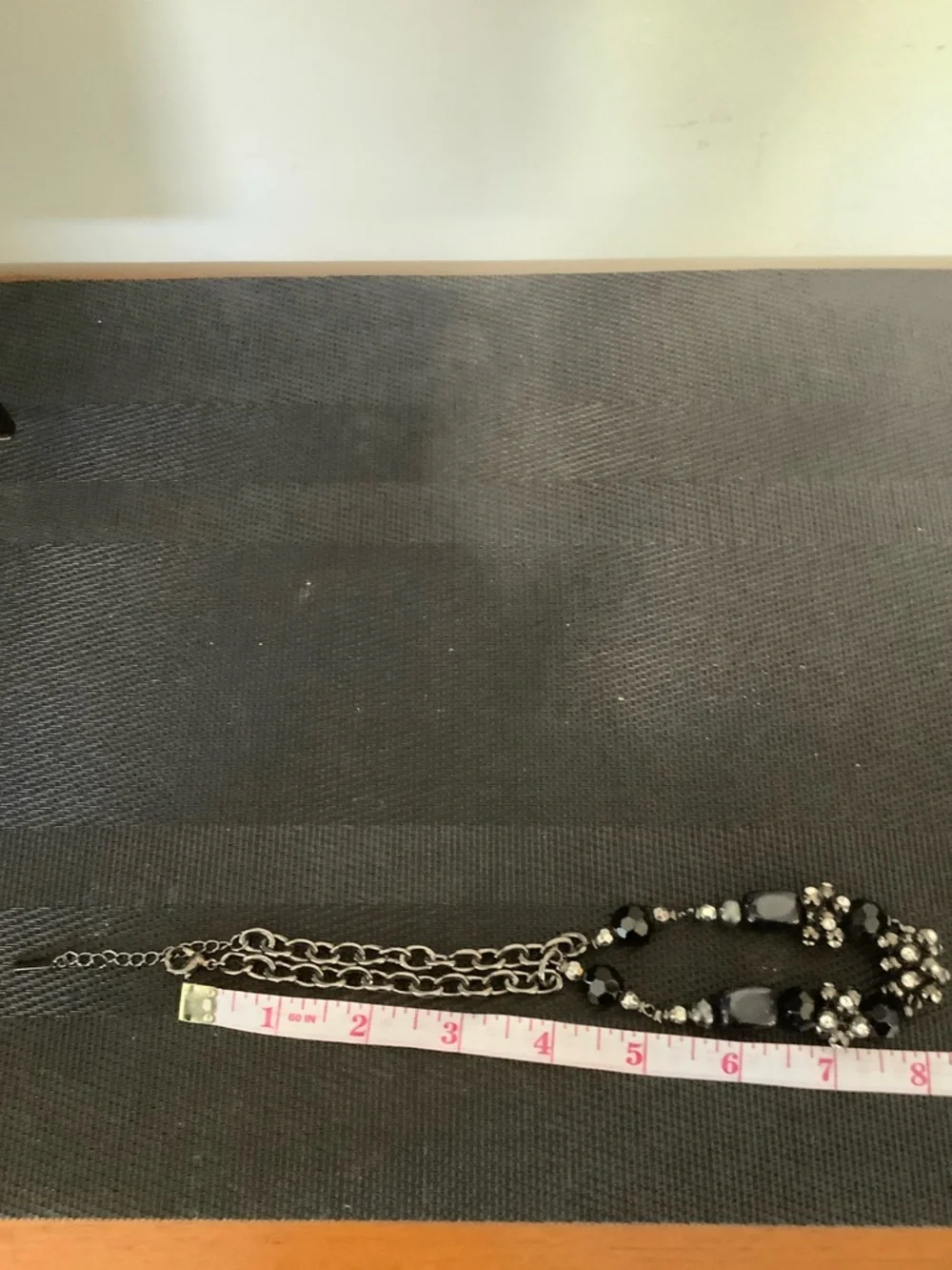 NINE WEST: Handcrafted Navy Blue and Silver Beaded Necklace - Picture 3 of 3